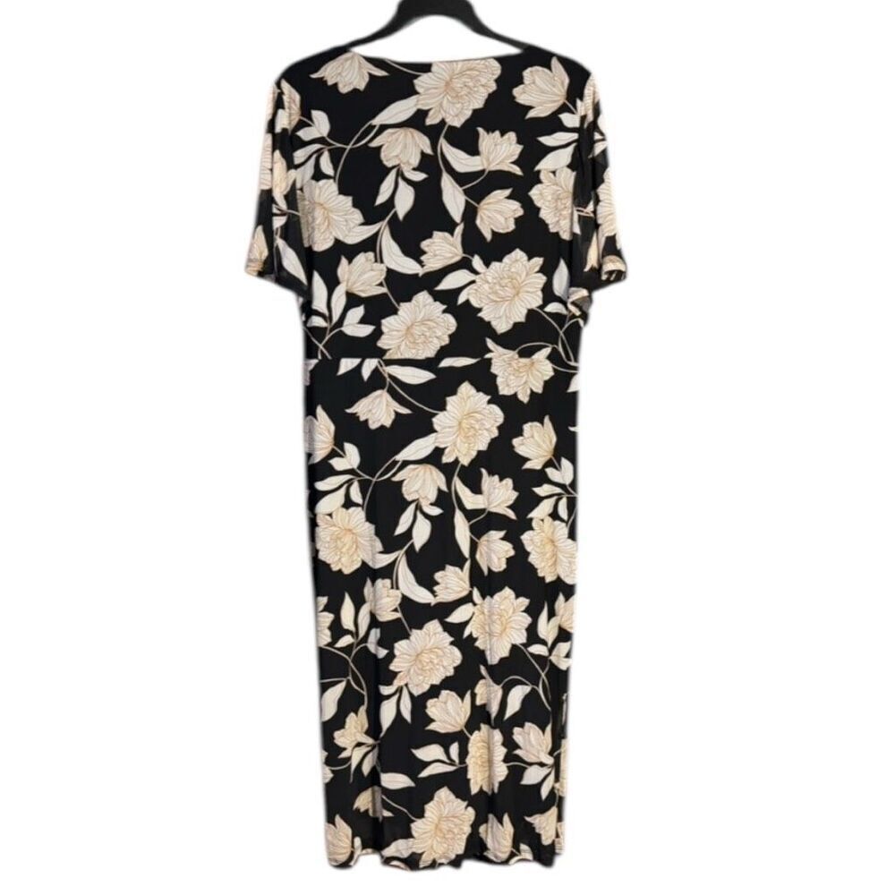 Torrid Floral At The Knee Mesh Surplice Ruffle Slit Dress Size 2 2XL NWT - Picture 11 of 13